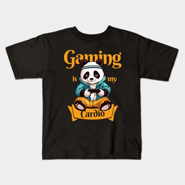 Gaming Panda, Gaming is my cardio Kids T-Shirt by Art Joy Studio